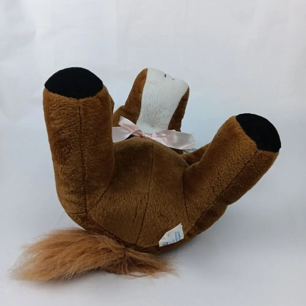 90s Kellytoy Original Cuddle Pals Horse Seated 1998 Plush Brown White Pink Bow